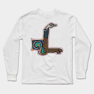 Letter L Manicule W 14C Maastricht Psalter parody Long Sleeve T-Shirt